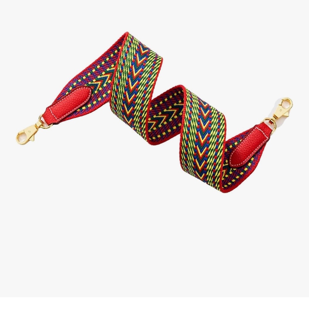Multicolor Bag Strap with Gold Clasps